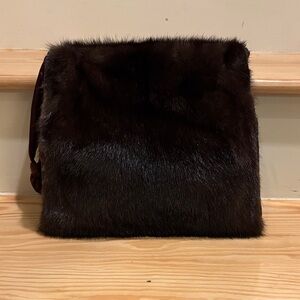 Chic Brown Fur Mink Clutch Vintage